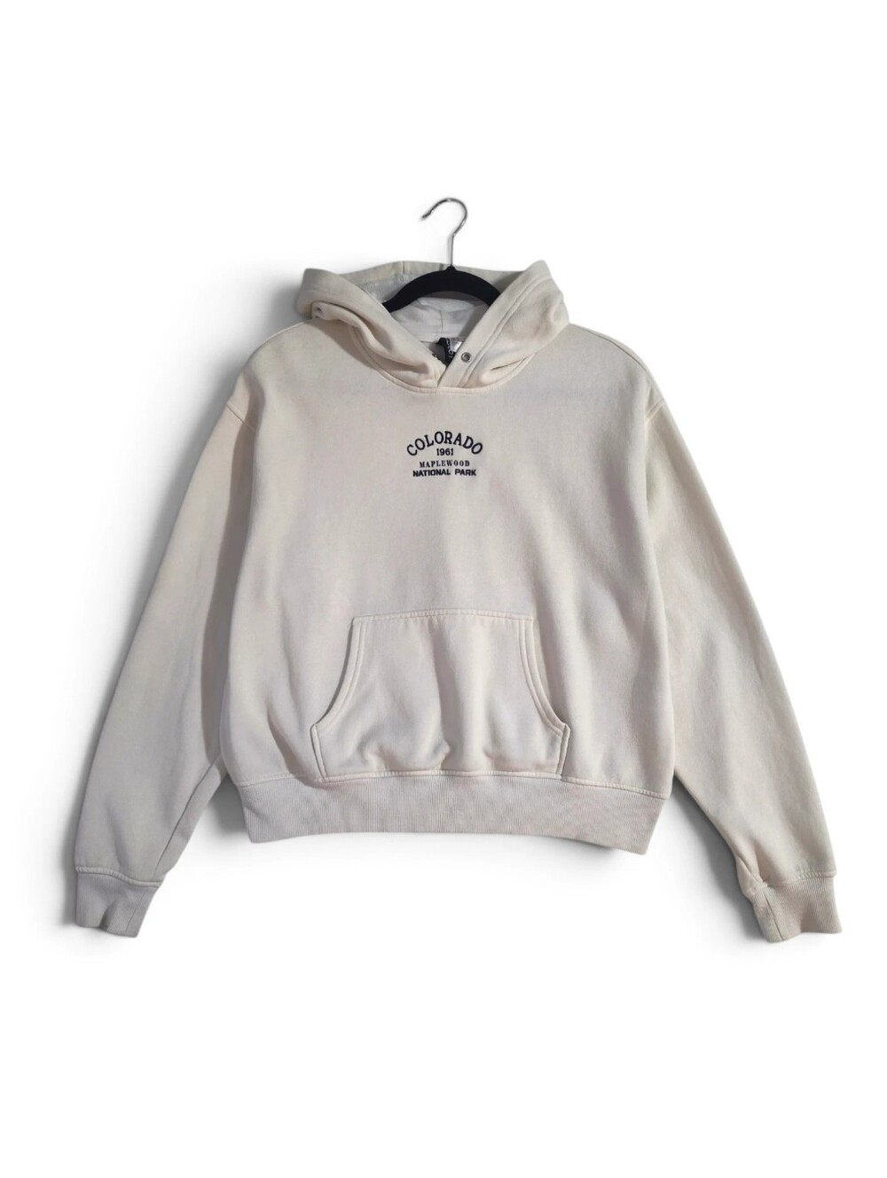 H&M Divided Cream Colorado Graphic Printed Hoodie Women's Size Medium - Picture 2 of 11